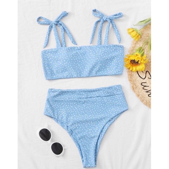 SHEIN | Swim | Shein Blue Polka Dot Bikini | Poshmark